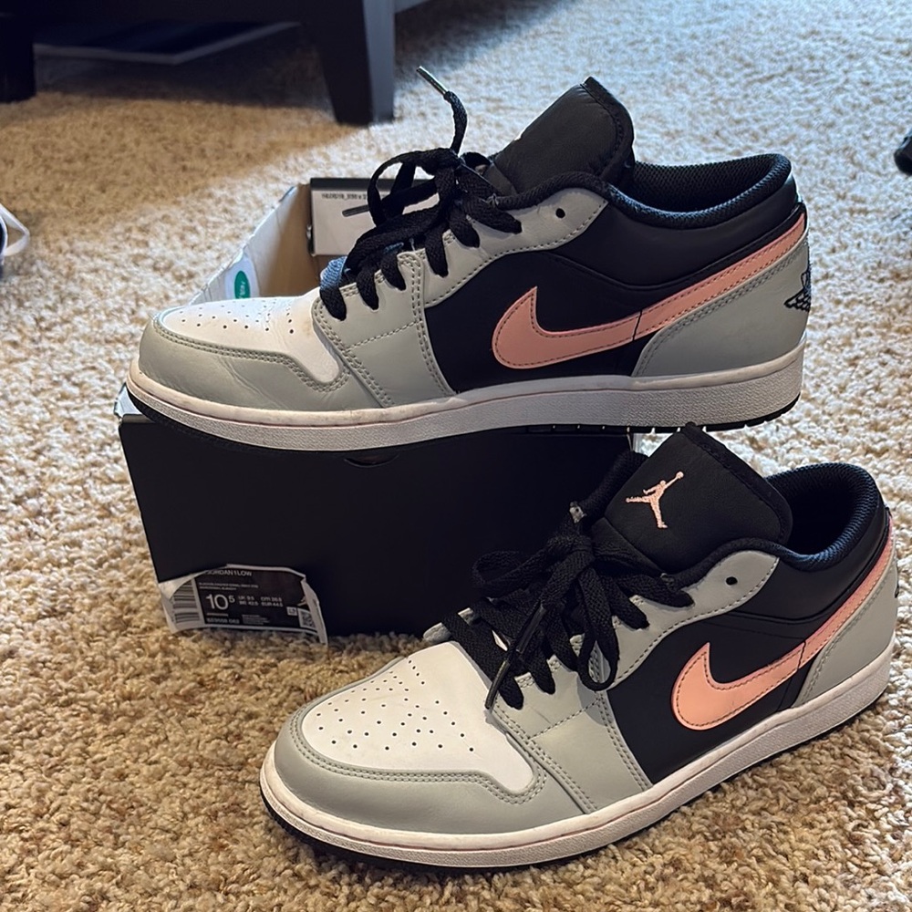 Nike Air Jordan 1 Low Sneakers Black and Coral